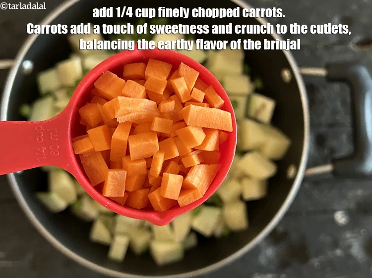 Step 12 – <html><head></head><body><p>Add&nbsp;1/4 cup&nbsp;finely&nbsp;<a href="glossary-chopped-carrot-798i">chopped carrots</a>.&nbsp;Carrots add a touch of sweetness and crunch to the cutlets,&nbsp;balancing the …