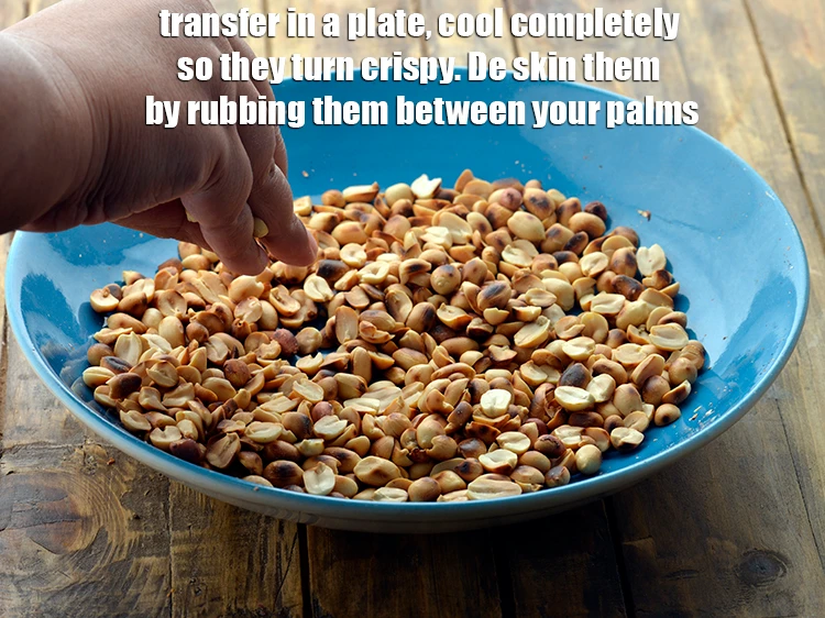 Step 3 – <p><span style="background-color:rgb(255,255,255);color:rgb(0,0,0);">Transfer in a plate, cool completely so they turn crispy. De skin them by …