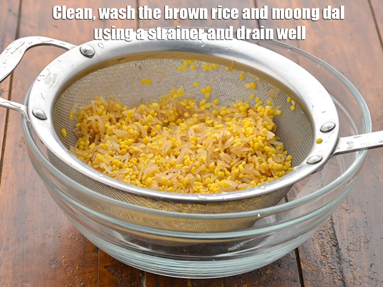Step 1 – <p>To make the <strong>Brown Rice and Moong Dal Pongal, Low Salt Recipe</strong>, <span style="background-color:rgb(255,255,255);color:rgb(0,0,0);">Clean, wash …