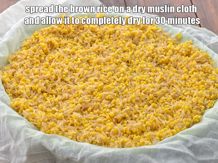 Step 2 – <p><span style="background-color:rgb(255,255,255);color:rgb(0,0,0);"><strong>Spread</strong> the brown rice on a dry muslin cloth and allow it to completely …