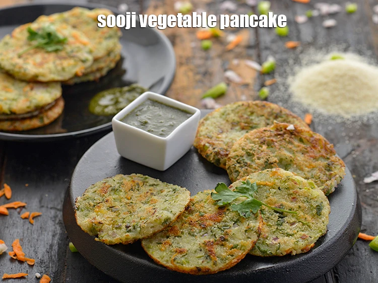 Step 17 – <p>Remove the <strong>Mini Rava Vegetable Pankcake</strong> in a plate. Repeat with the remaining batter to …