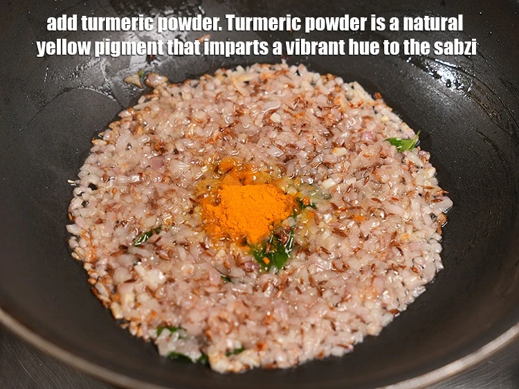 Step 23 – <p>Add ½ tsp&nbsp;<a href="https://www.tarladalal.com/glossary-turmeric-powder-haldi-645i">turmeric powder (haldi)</a>. Turmeric powder is a natural yellow pigment that imparts …