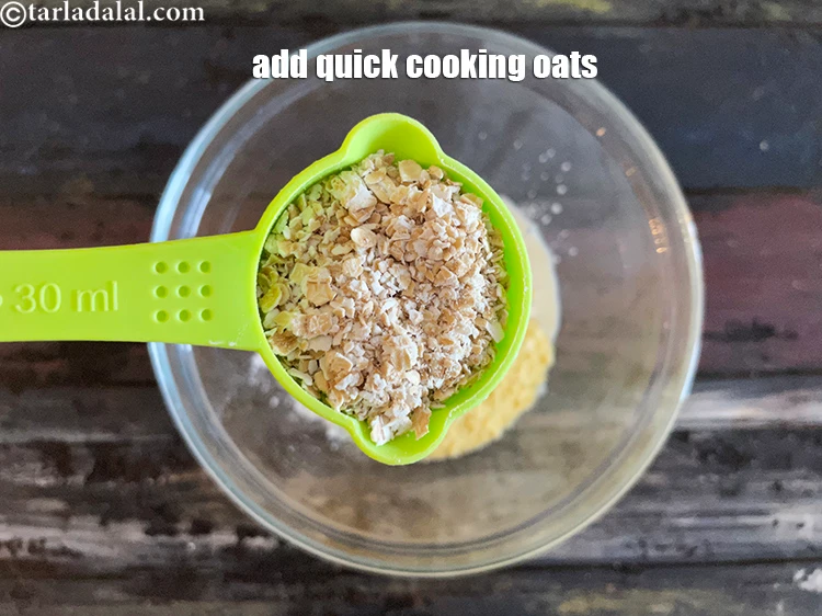 Step 9 – <html><head></head><body><p>Add&nbsp;1/4 cup&nbsp;<a href="glossary-quick-cooking-rolled-oats-rolled-oats-547i">quick cooking rolled oats</a>.</p></body></html>