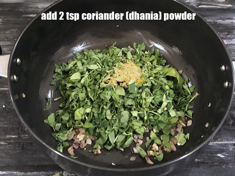 Step 9 – <p>Add the 2 tsp <a href="https://www.tarladalal.com/glossary-coriander-powder-dhania-powder-370i"><u>coriander (dhania) powder</u></a><u>.</u></p>