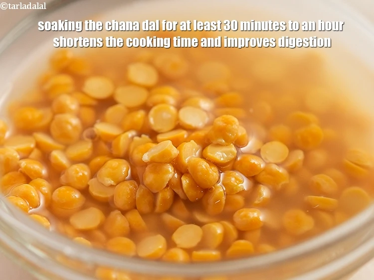 Step 33 – <p>Soaking the <strong>chana dal</strong> for at least 30 minutes to an hour shortens the cooking …