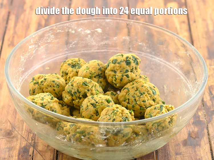 Step 19 – <p>Divide the <strong>dough</strong> into 24 equal portions.</p>