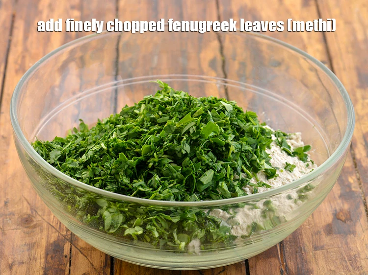 Step 3 – <p>Add the 1 cup finely <a href="https://www.tarladalal.com/glossary-fenugreek-leaves-methi-methi-leaves-methi-ke-patte-methi-ki-bhaji-373i#ing_2382"><u>chopped fenugreek leaves (methi)</u></a>. You can also add kasoori …