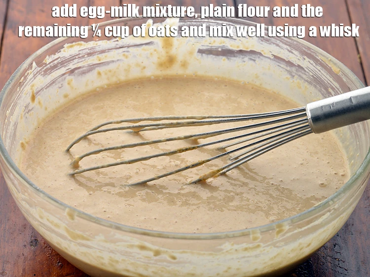 Step 3 – <p><span style="background-color:rgb(255,255,255);color:rgb(0,0,0);">Add the <strong>egg-milk mixture</strong>, </span>1/2 cup <a href="https://www.tarladalal.com/glossary-plain-flour-maida-188i"><u>plain flour (maida)</u></a><span style="background-color:rgb(255,255,255);color:rgb(0,0,0);"> and the remaining …