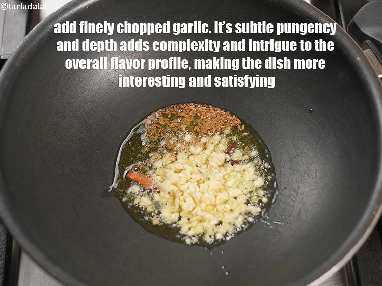 Step 12 – <p>Add 1 tbsp finely&nbsp;<a href="https://www.tarladalal.com/glossary-chopped-garlic-790i">chopped garlic (lehsun)</a>. It’s subtle pungency and depth adds complexity and …