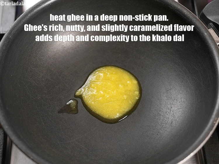 Step 8 – <p>Heat 2 tsp <a href="https://www.tarladalal.com/glossary-ghee-245i">ghee</a>&nbsp;in a deep non-stick pan. Ghee's rich, nutty, and slightly caramelized …
