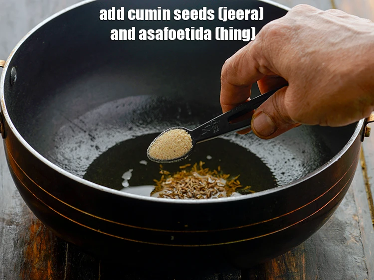 Step 7 – <p>When the oil is moderately hot, add the 1 tsp <a href="https://www.tarladalal.com/glossary-cumin-seeds-jeera-zeera-381i"><u>cumin seeds (jeera)</u></a> and …