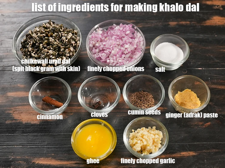 Step 2 – <p><i><u>See the below image of list of ingredients for making khalo dal.</u></i></p>