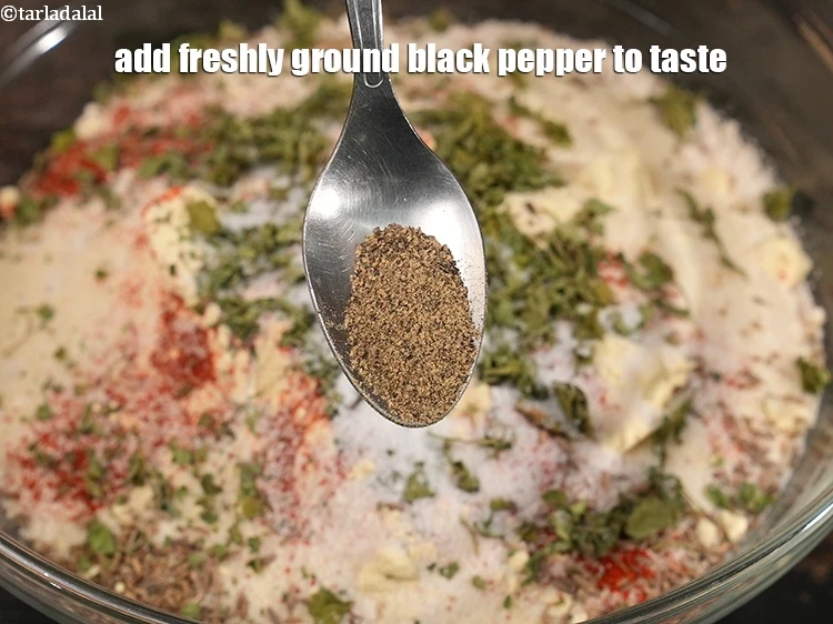 Step 13 – <p>Add <a href="https://www.tarladalal.com/glossary-freshly-ground-black-pepper-kalimirch-powder-kali-mirch-ka-powder-567i">freshly ground black pepper (kalimirch)</a> to taste.</p>
