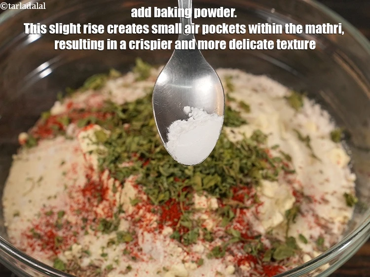 Step 11 – <p>Add ¼ tsp <a href="https://www.tarladalal.com/glossary-baking-powder-425i">baking powder</a>. This slight rise creates small air pockets within the …