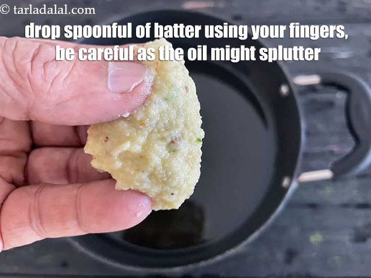 Step 20 – <p>Drop spoonful of the mixture using your fingers. Be careful while doing this as the …