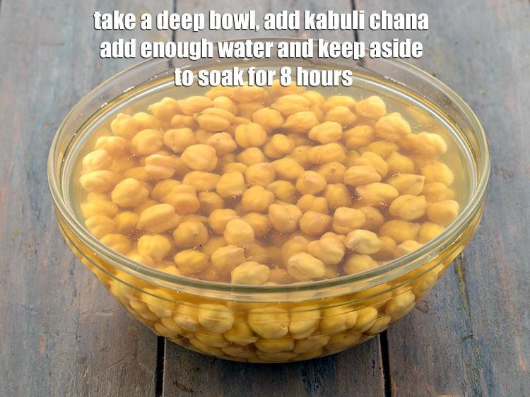 Step 2 – <p>For <strong>pressure cooking kabuli chana for the Punjabi chole recipe</strong>, take a deep bowl, add …