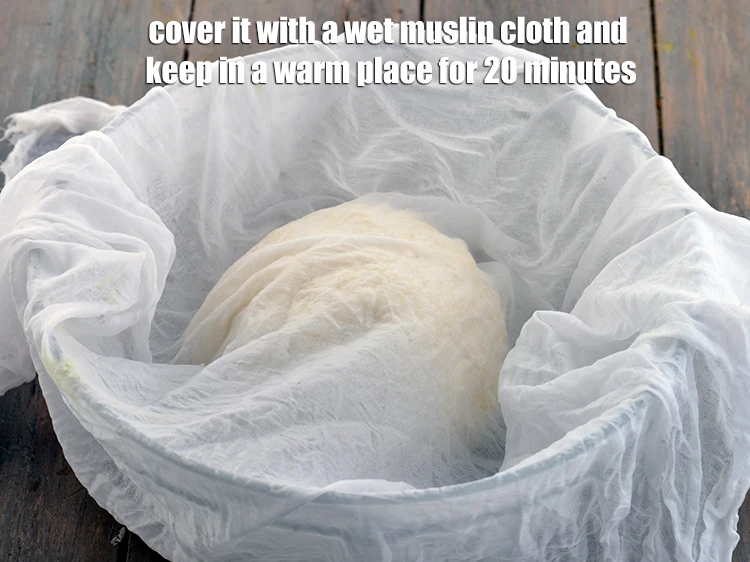 Step 37 – <p>Cover it with a wet muslin cloth and keep in a warm place for 20 …