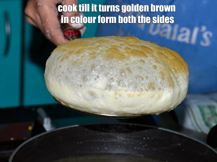 Step 41 – <p>Till it turns golden brown in colour form both the sides. While frying the bhaturas …