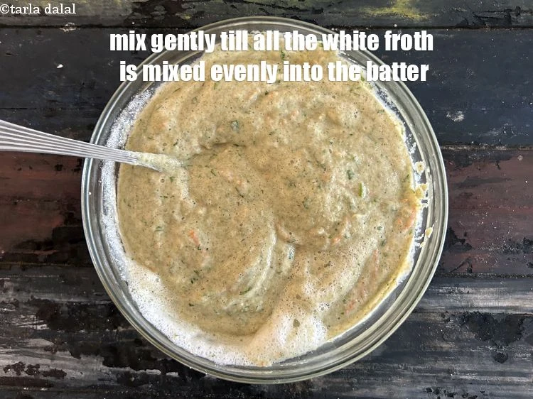 Step 28 – <p>Mix batter gently&nbsp;till all the white froth is mixed evenly into the batter.&nbsp;<strong>Over mixing will …