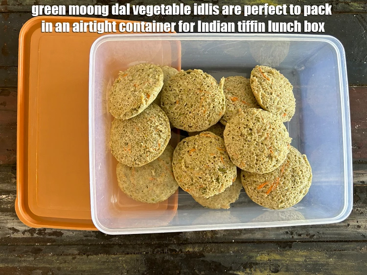 Step 35 – <p><span style="background-color:rgb(255,255,255);color:rgb(0,0,0);">The </span><strong>green moong dal vegetable idlis</strong><span style="background-color:rgb(255,255,255);color:rgb(0,0,0);"> are perfect to pack in an airtight …