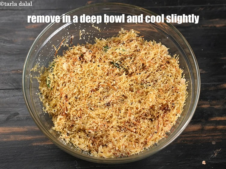 Step 20 – <p>Switch off the flame and remove in a deep bowl and cool slightly.</p>