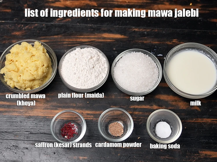 Step 2 – <p><i><u>See the below image of list of ingredients for making </u><strong><u>mawa jalebi.</u></strong></i></p>
