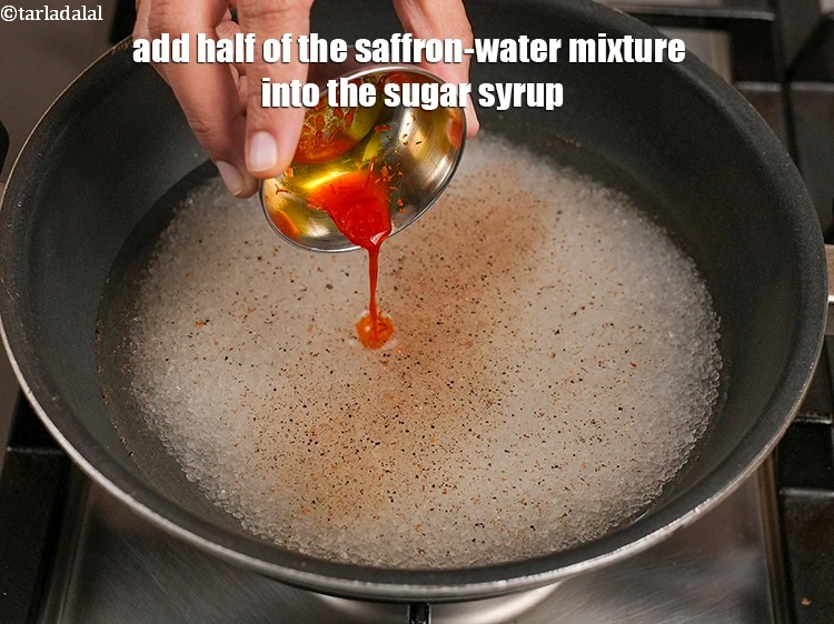 Step 6 – <p>Add 1/4 tsp <a href="https://www.tarladalal.com/glossary-saffron-kesar-520i"><u>saffron (kesar) strands</u></a>. Saffron has a unique, delicate aroma and flavor …