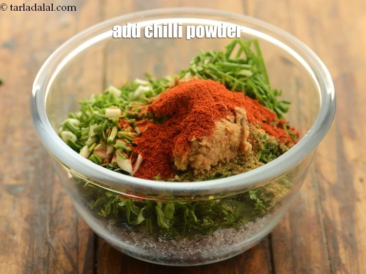Step 28 – <p>Add 1 1/2 tsp <a href="https://www.tarladalal.com/glossary-chilli-powder-red-chilli-powder-339i"><u>chilli powder</u></a><u>.</u></p>