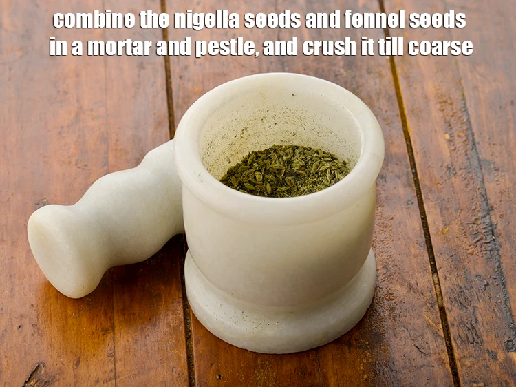 Step 8 – <p><span style="background-color:rgb(255,255,255);color:rgb(0,0,0);">Combine the </span>1 tsp <a href="https://www.tarladalal.com/glossary-nigella-seeds-kalonji-onion-seeds-552i"><u>nigella seeds (kalonji)</u></a><span style="background-color:rgb(255,255,255);color:rgb(0,0,0);"> and </span>3 tsp <a href="https://www.tarladalal.com/glossary-fennel-seeds-saunf-sauf-410i"><u>fennel …