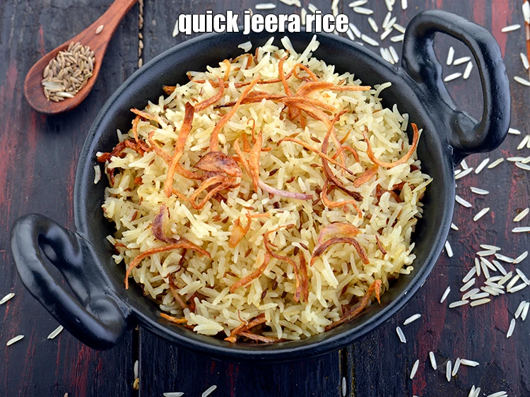 Step 23 – <p>Serve the <strong>jeera rice</strong> hot and garnished with the<strong> fried onions</strong>.</p>