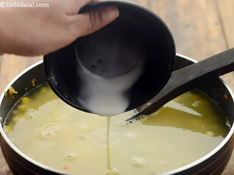 Step 14 – <p>Add <strong>corn-water mixture</strong>.</p>