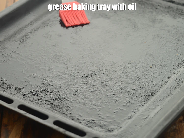 Step 13 – <p>Grease the baking tray with oil. Alternatively, you can also line the tray with parchment …