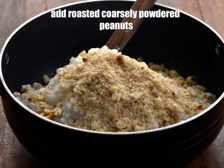 Step 27 – <p>Add the 1/2 cup roasted coarsely <a href="https://www.tarladalal.com/glossary-powdered-peanuts-mungfali-ka-powder-peanut-powder-873i"><u>powdered peanuts</u></a><u>.</u></p>