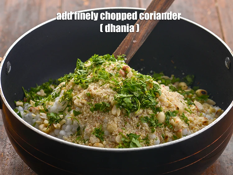 Step 28 – <p>Add the 2 tbsp finely <a href="https://www.tarladalal.com/glossary-coriander-dhania-kothmir-369i#ing_2365"><u>chopped coriander (dhania)</u></a>. Many people do not consume greens …