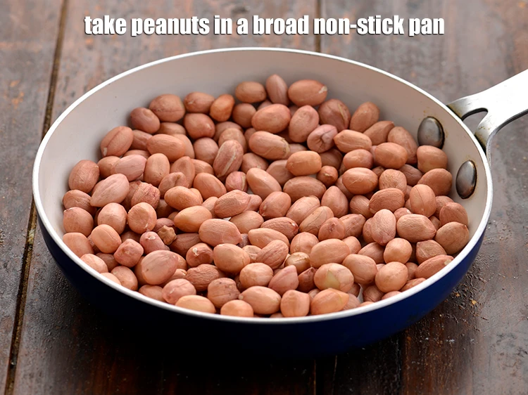 Step 14 – <p>Take 1/2 cup of <strong>peanuts</strong> in a broad non-stick pan.</p>