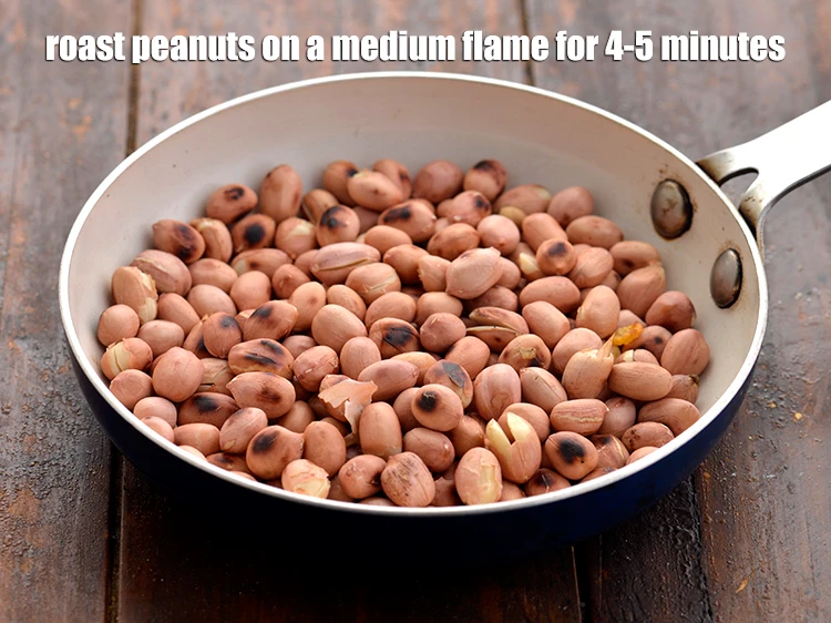 Step 15 – <p>Roast the peanuts on a medium flame for 4-5 minutes, while stirring occasionally. The peanuts …