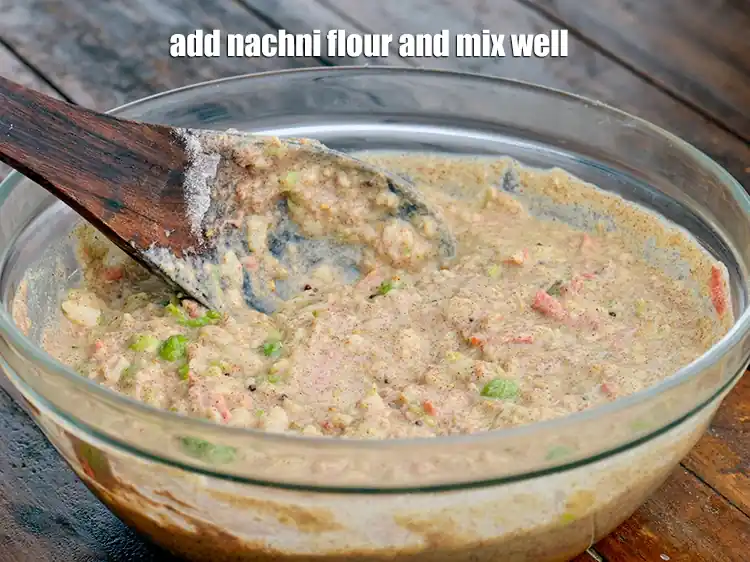 Step 46 – <p>Add the 1/2 cup <a href="https://www.tarladalal.com/glossary-ragi-flour-nachni-flour-nachni-ka-atta-red-millet-flour-1115i"><u>ragi (nachni , red millet) flour</u></a> and mix well.</p>