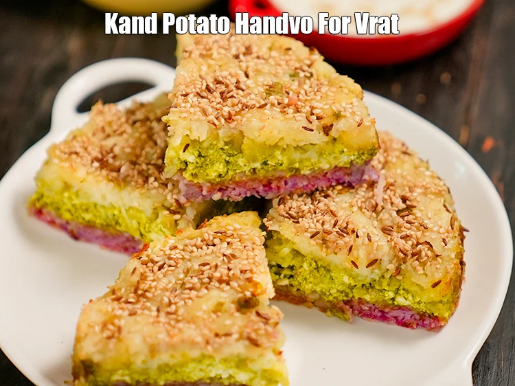 Step 41 – <p>Serve&nbsp;<strong>kand potato handvo for vrat </strong>immediately with <a href="https://www.tarladalal.com/green-chutney----faraal-recipe-32560r">green chutney</a> and <a href="https://www.tarladalal.com/peanut-curd-chutney-faral-chutney-33300r">peanut curd chutney</a>.</p>