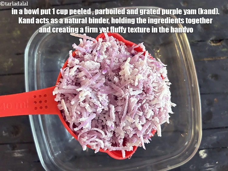 Step 9 – <html><head></head><body><p>In a bowl put&nbsp;1 cup&nbsp;peeled ,&nbsp;<a href="glossary-steamed-and-grated-purple-yam-2209i">parboiled and grated purple yam (kand)</a>.&nbsp;Kand acts as a …