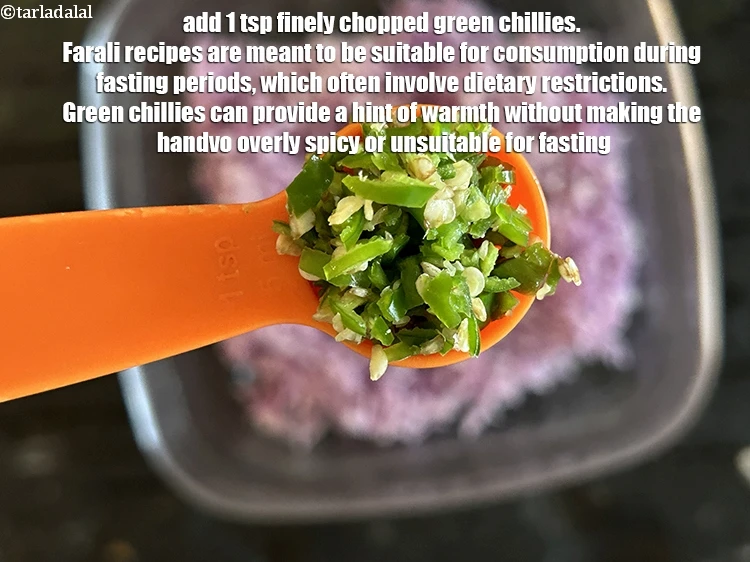 Step 10 – <html><head></head><body><p>Add&nbsp;1 tsp&nbsp;finely&nbsp;<a href="glossary-chopped-green-chilli-820i">chopped green chillies</a>.&nbsp;Farali recipes are meant to be suitable for consumption during fasting …