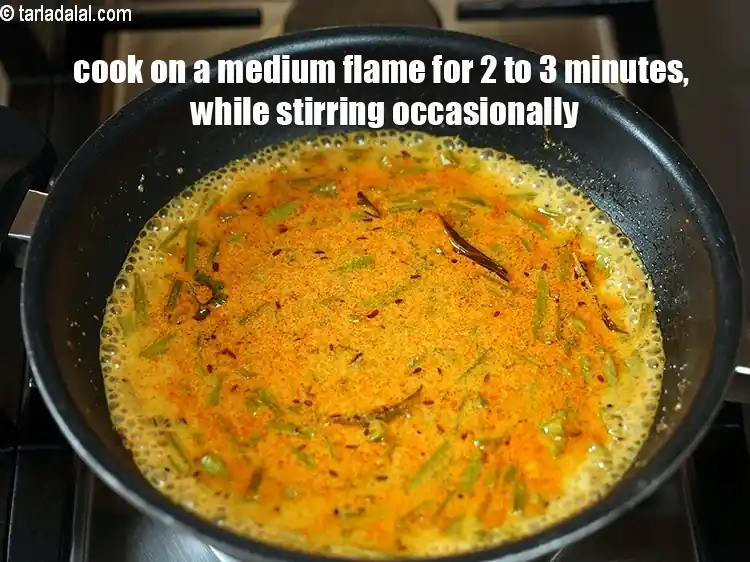 Step 34 – <p>Cook on a medium flame for 2 to 3 minutes, while stirring occasionally.</p>