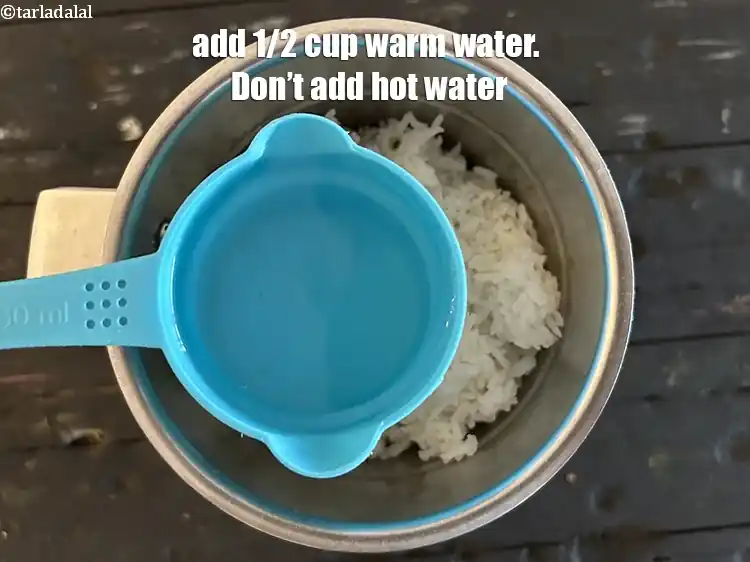Step 14 – <p>Add&nbsp;approx. ½ cup of warm water.</p>