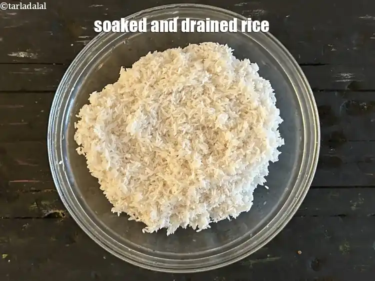 Step 10 – <p>Soaked and drained rice.</p>