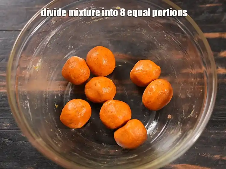 Step 12 – <html><head><meta charset="UTF-8"></head><body><p>Divide the mixture into 8 equal portions.</p></body></html>