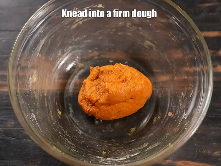 Step 11 – <html><head><meta charset="UTF-8"> </head><body><p>Knead into a firm dough. This may take a little time to knead.</p></body></html>