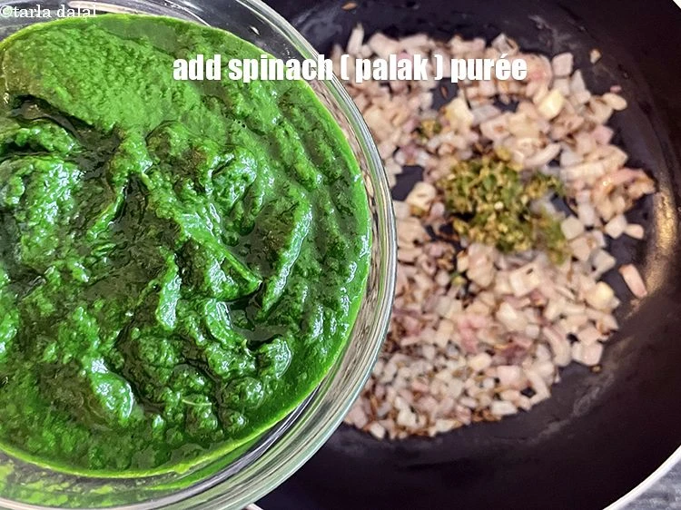 Step 16 – <html><head></head><body><p>Add&nbsp;spinach purée.</p></body></html>
