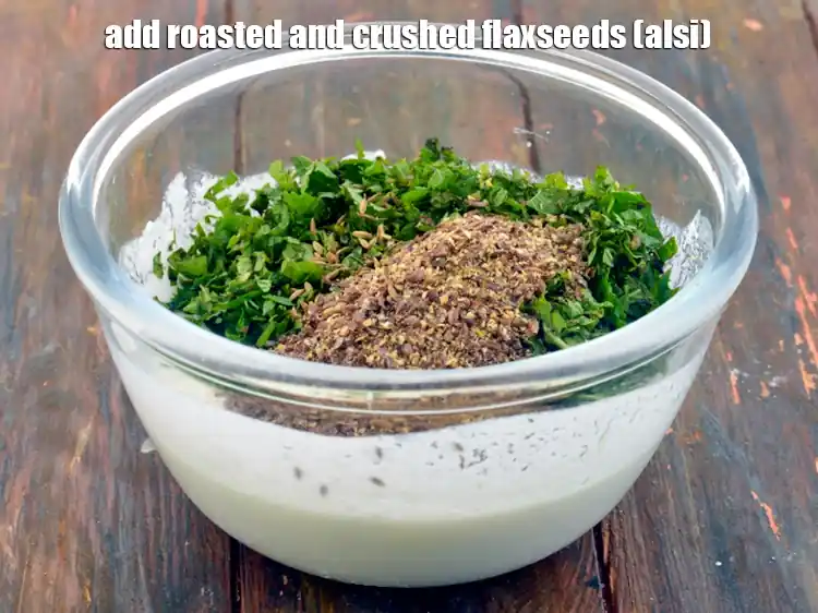 Step 12 – <p>Add the 1 1/2 tbsp roasted and <a href="https://www.tarladalal.com/glossary-flax-seeds-alsi-alsi-seeds-alsi-ke-beej-1598i#ing_3456"><u>crushed flaxseeds (alsi)</u></a> powder to the <strong>Flax …