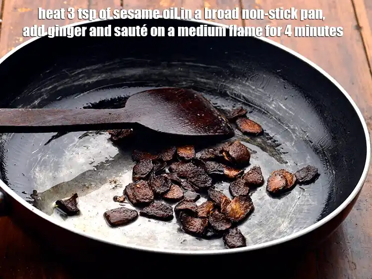 Step 1 – <p>To make the <strong>Ginger Pachdi (Ginger Chutney</strong>), <span style="background-color:rgb(255,255,255);color:rgb(0,0,0);">Heat 3 tsp of </span><a href="https://www.tarladalal.com/glossary-sesame-oil-til-oil-gingely-oil-til-ka-tel-1032i"><u>sesame (til) …