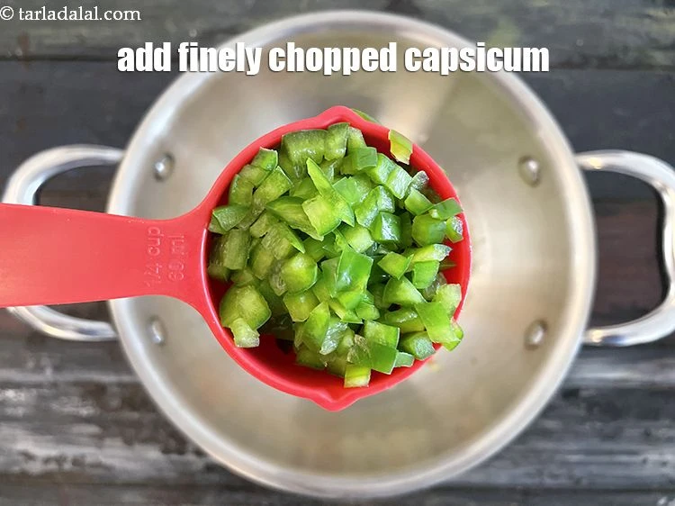 Step 10 – <p>Add 1/4 cup&nbsp;finely&nbsp;<a href="glossary-chopped-capsicum-164i">chopped capsicum</a>.</p>