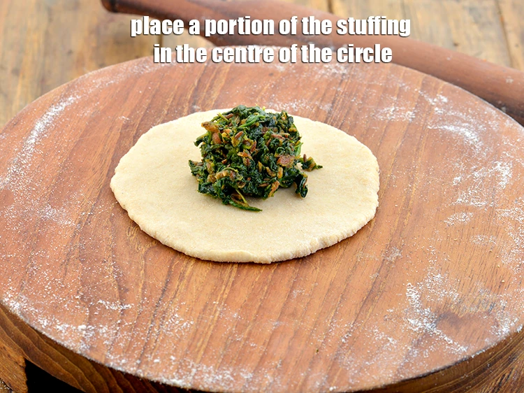 Step 14 – <p><span style="background-color:rgb(255,255,255);color:rgb(0,0,0);">Place a portion of the stuffing in the centre of the circle.</span></p>